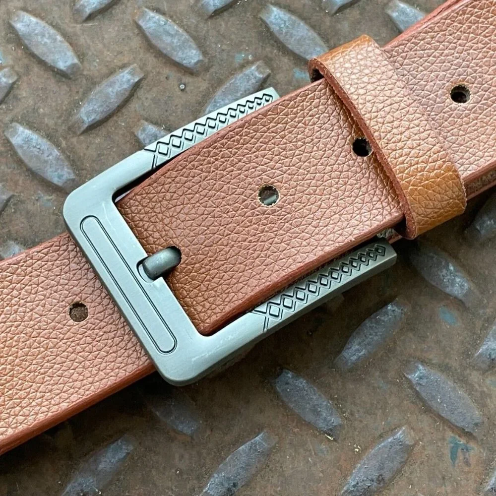 Handmade waistband Brown Genuine Leather Belt Pin Buckle Size 41-42 inches